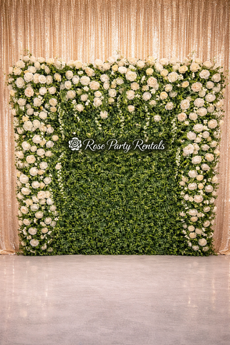 Greenery wall with white roses