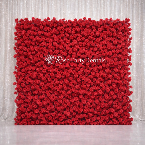 Crimson red rose flower wall